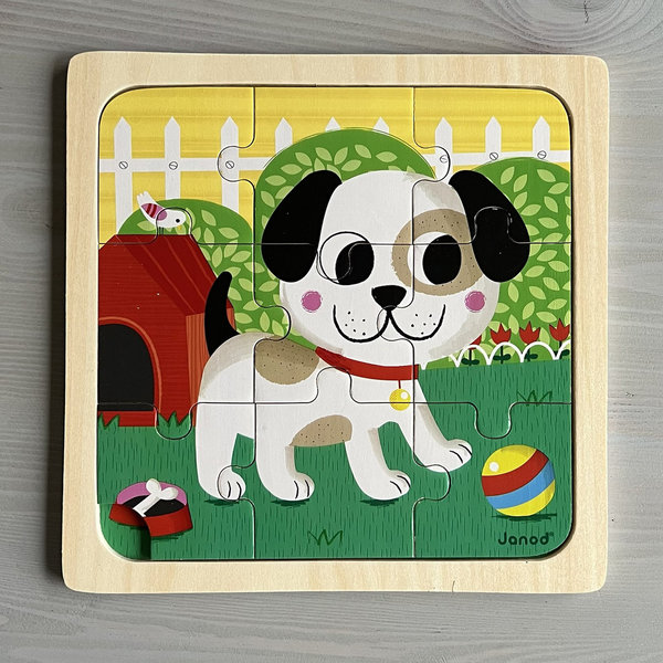 Holzpuzzle – kleiner Hund, quadratisch